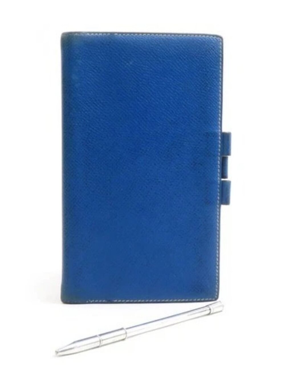 Auth HERMES Agenda/Note Cover and Ballpoint pen Set Blue/Yellow/Silver - e61866a